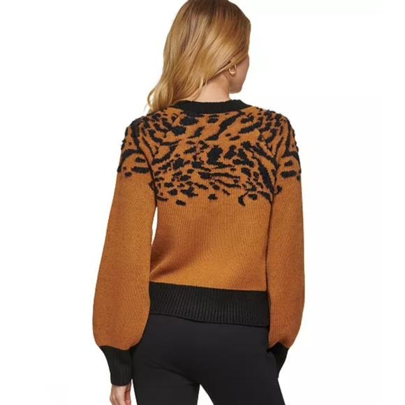 DKNY Crewneck Puff-Sleeve Sequin Detail Sweater. - Picture 4 of 9